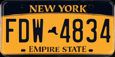 NY license plate FDW4834