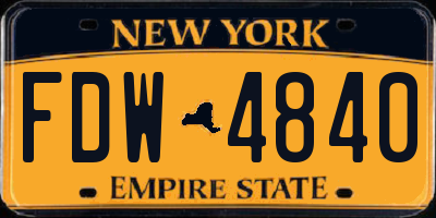 NY license plate FDW4840