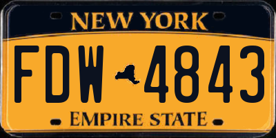 NY license plate FDW4843