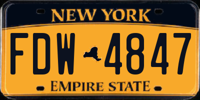 NY license plate FDW4847
