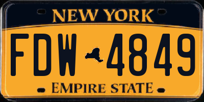 NY license plate FDW4849