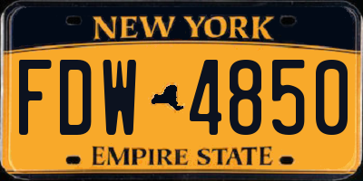 NY license plate FDW4850