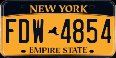 NY license plate FDW4854