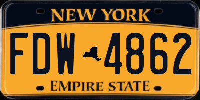 NY license plate FDW4862