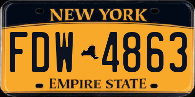 NY license plate FDW4863