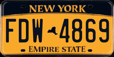 NY license plate FDW4869