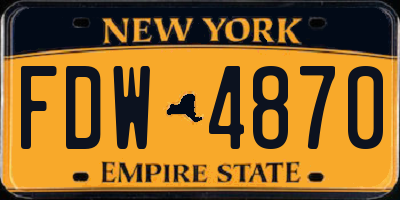 NY license plate FDW4870