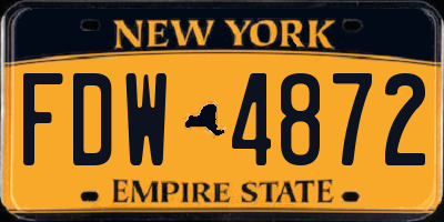 NY license plate FDW4872