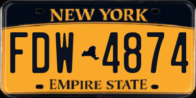 NY license plate FDW4874