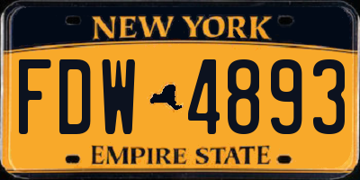 NY license plate FDW4893