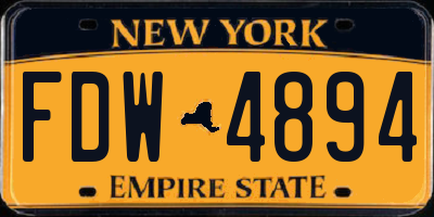 NY license plate FDW4894