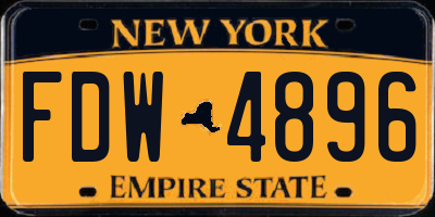 NY license plate FDW4896