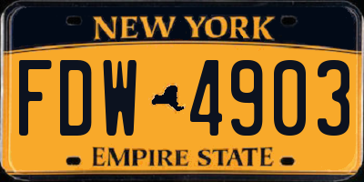 NY license plate FDW4903