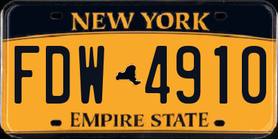 NY license plate FDW4910