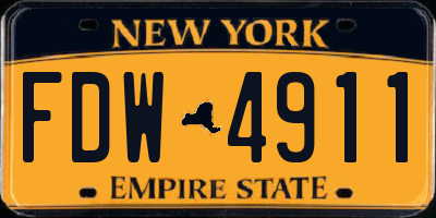 NY license plate FDW4911