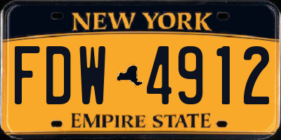 NY license plate FDW4912