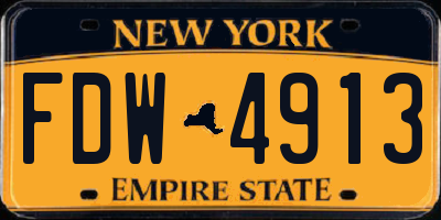 NY license plate FDW4913