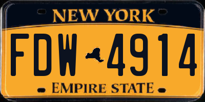 NY license plate FDW4914