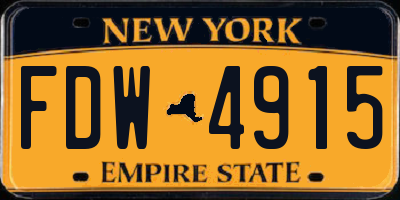 NY license plate FDW4915