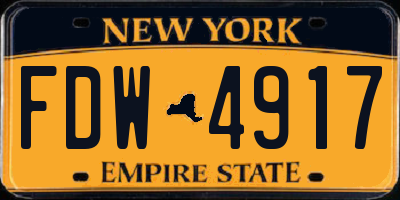 NY license plate FDW4917