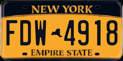 NY license plate FDW4918