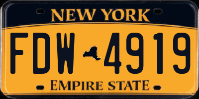 NY license plate FDW4919