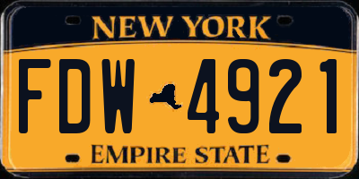 NY license plate FDW4921