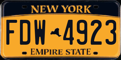 NY license plate FDW4923
