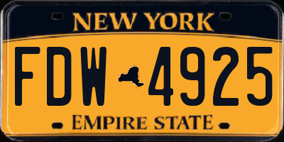 NY license plate FDW4925