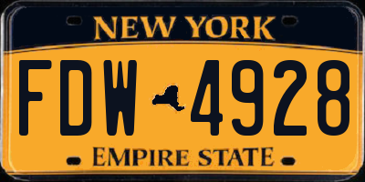 NY license plate FDW4928