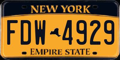 NY license plate FDW4929