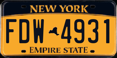 NY license plate FDW4931