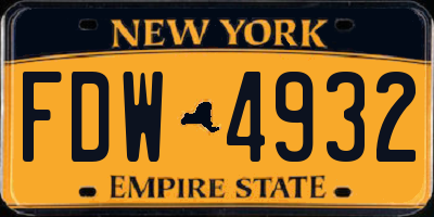 NY license plate FDW4932