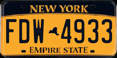 NY license plate FDW4933