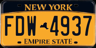 NY license plate FDW4937