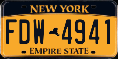 NY license plate FDW4941