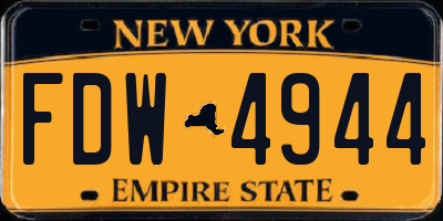 NY license plate FDW4944
