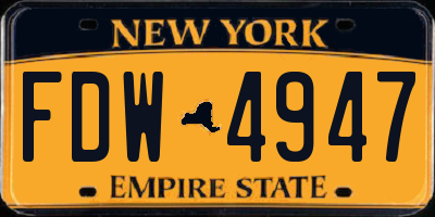 NY license plate FDW4947