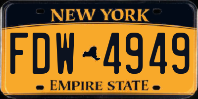 NY license plate FDW4949