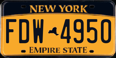 NY license plate FDW4950
