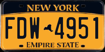 NY license plate FDW4951