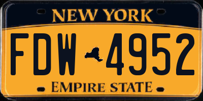 NY license plate FDW4952