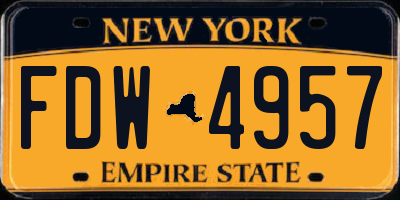 NY license plate FDW4957