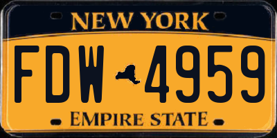 NY license plate FDW4959