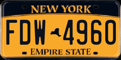 NY license plate FDW4960