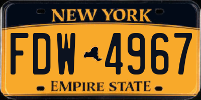 NY license plate FDW4967
