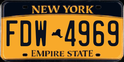 NY license plate FDW4969