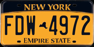 NY license plate FDW4972