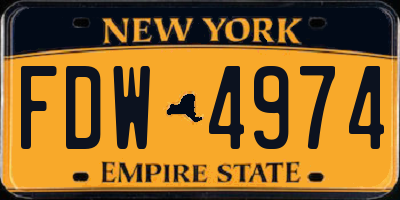 NY license plate FDW4974