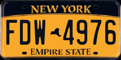 NY license plate FDW4976